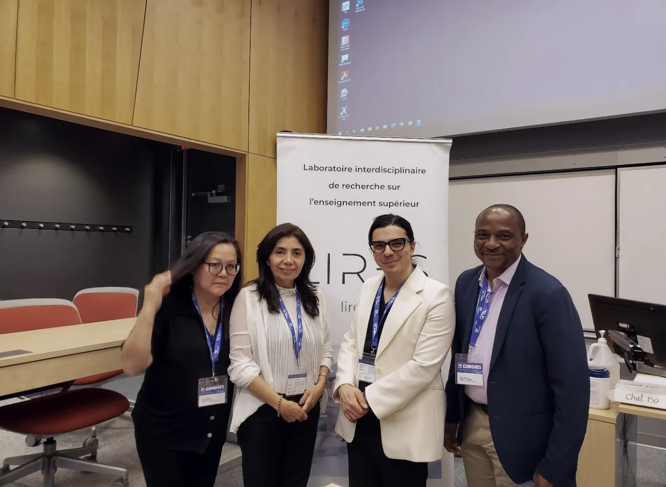Panel Acfas, Coloquio LIRES. Dra. Jacqueline Rojas, Dr. Olivier Bégin-Caouette, y Emilie y Silvia Nakano, doctorandas de la Universidad de Montreal
