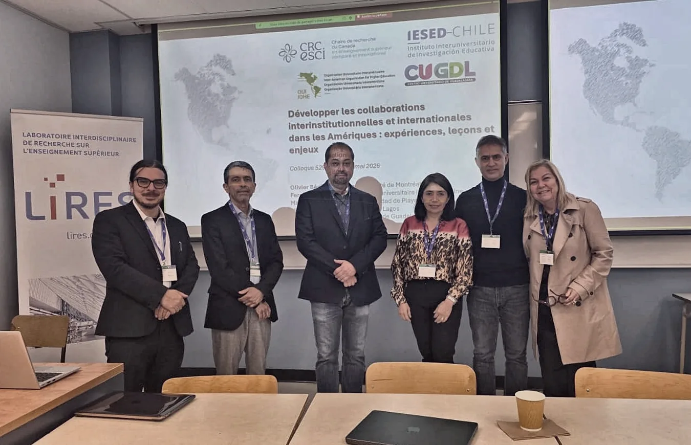 Congreso Acfas, Trois-Rivières, Canadá, mayo de 2026. Panel con Olivier Bégin-Caouette (LIRES), Fernando Daniels (OUI), Ricardo Pérez (UdG), Jacqueline Rojas (UPLA/IESED-Chile), Marcel Thezá (ULagos/IESED-Chile) y Cristina D’Ávila (UFBA)